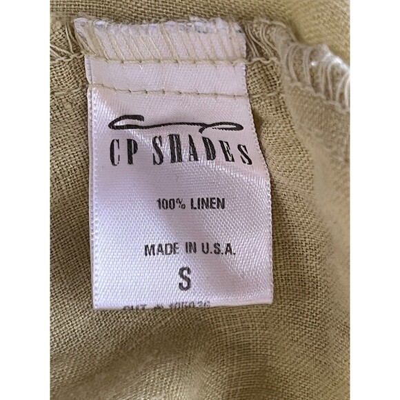CP Shades Top Womens Small Chartreuse Green 100% Linen Made In USA Coastal Boho - Picture 5 of 6